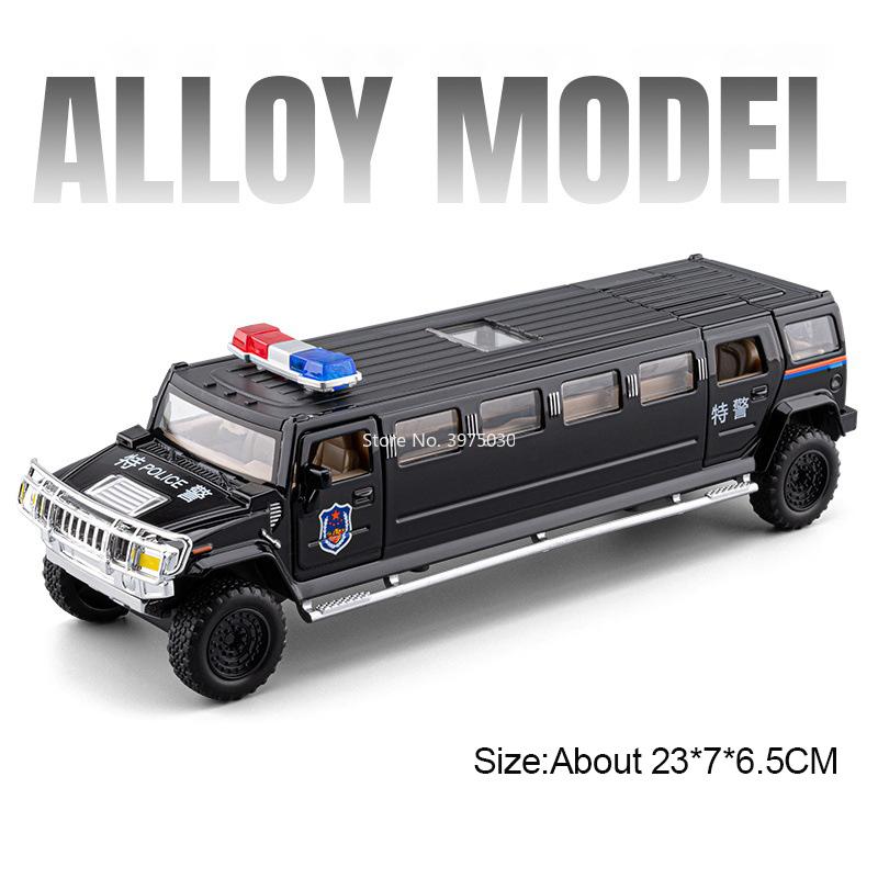 1:32 Polizei-Auto Miniatur Spielzeug Legierung Druckguss Modell Türen Öffnen Stoßdämpfung Ton Licht Rückziehbar Fahrzeuge Geschenke Für Freunde
