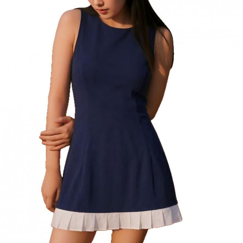 Womens High-Waisted Tennis Dress With Back Knot Cutout Breathable Stretch Sportswear Court Gym Outdoor Activities