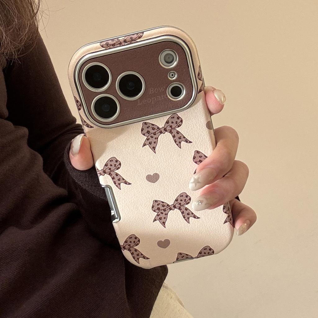 Leopardenmuster Schleife für IPhone17 für Apple 16promax Handyhülle 15Für13 Süß Cool Retro 14 Lederhülle