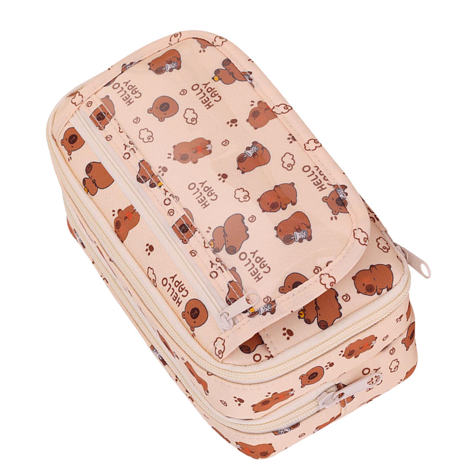 

Большой пенал большой емкости держатель для ручек коробка на молнии сумка для карандашей маркер сумка настольные органайзеры для школы офис путешествия бежевый