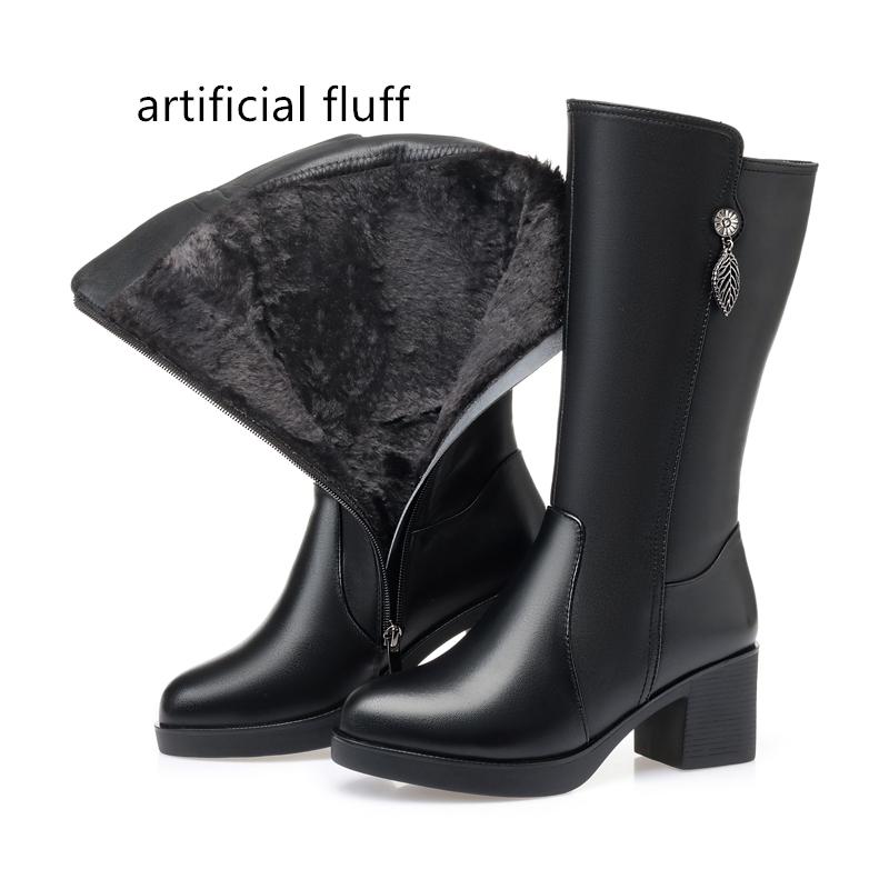 

Зимние ботинки, женская черная обувь, ботильоны, зимние женские зимние ботинки из натуральной кожи большого размера, толстые теплые шерстяные сапоги 40