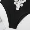 Maillot de bain une pièce en dentelle de couleur unie pour femme, ensemble de bain de plage, maillot de bain, body