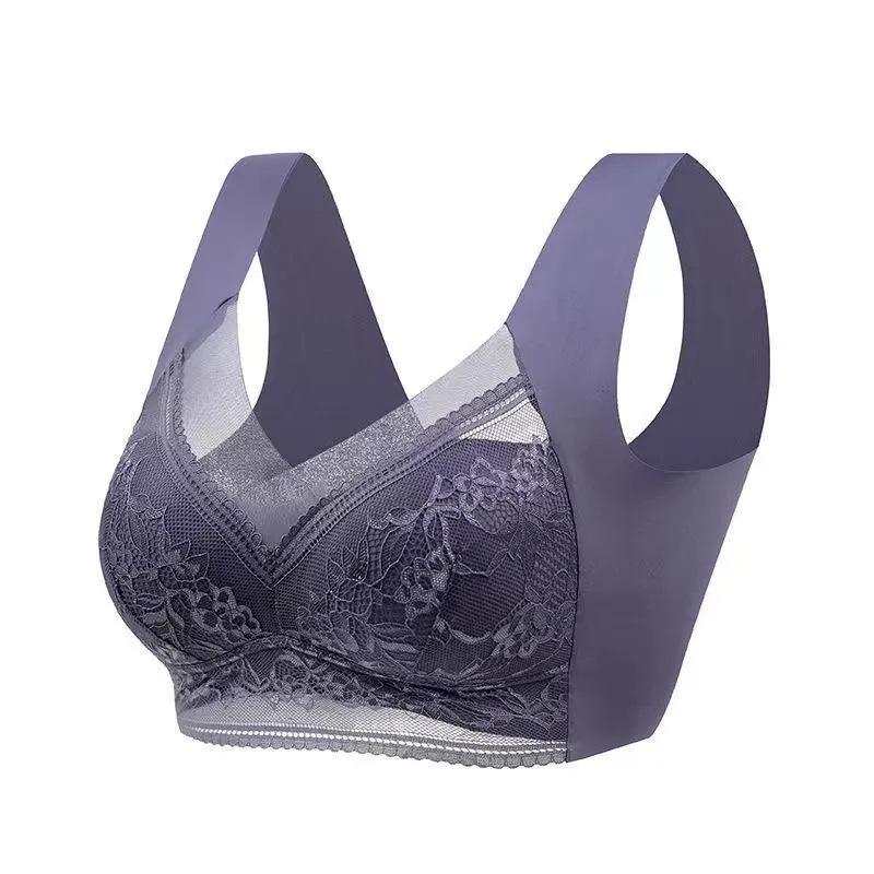 

Ice lace women s sports bra, full cup, no steel ring, beautiful back, non-marking breasts, gathering bra women 6l【 90-110kg 】