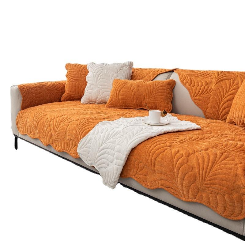 Vier Jahreszeiten Universal Chenille Gesteppt Bananenblatt Sofakissen, Modern Schlicht Rutschfest Sofakissen Handtuch