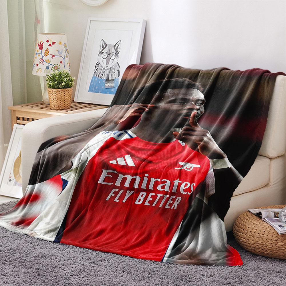 Bukayo Saka Printed Flannel Blanket, soft throw for bedroom sofa, washable, fan merchandise, great gift.