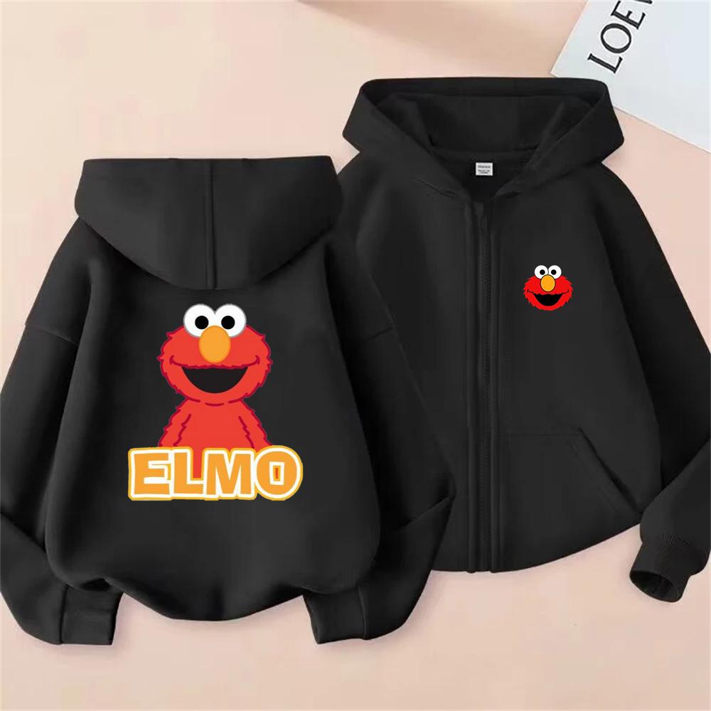 Elmo SESAME STREET Kids Zipper Hoodies Coat for Boys Girls Pink 3-12 Years Kids Casual Sweatshirts Festival Gifts