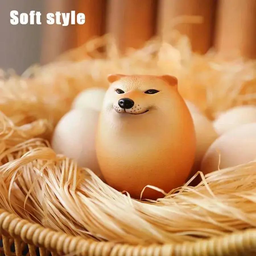 Creative Shiba Inu Realistic Egg Shape PVC Desk Decor Dog & Egg Union Decorations For Home Offices Fun Christmas Gifts