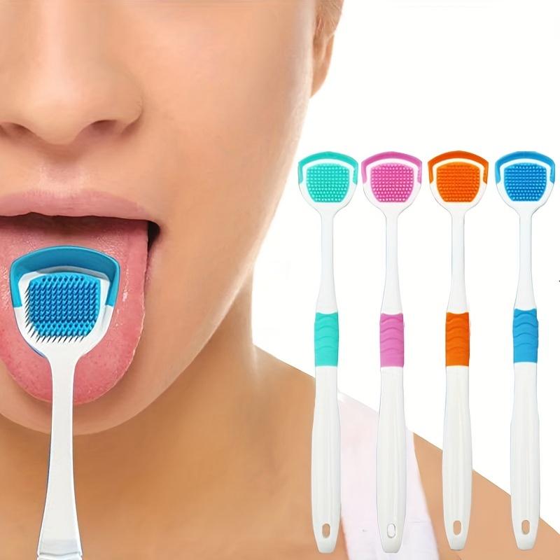 

4PCS Reduce Bad Breath with Silicone Tongue Scraper - Oral Care Tool for Adults