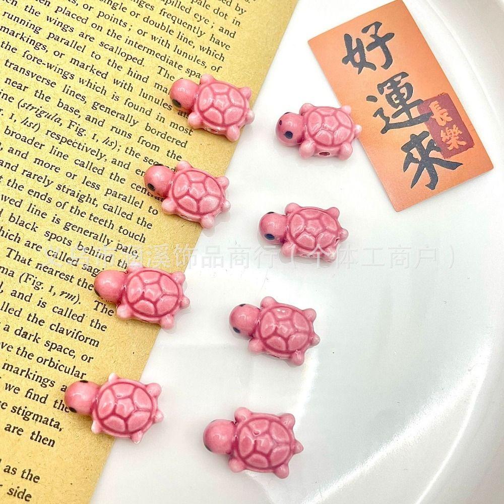 10pcs Handmade Craft Cute Turtle Bead Ceramic Fresh Color Ceramic Spacer Loose Beads Bracelet Making Kit DIY Accessories