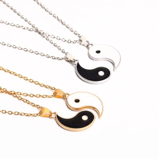 2 Pcs/Set Necklace Tai Chi Chain Stainless Memorial Couple Pendents for