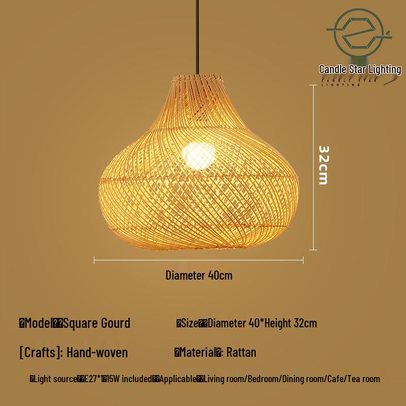 Zen Style Bamboo Rattan Pendant Light for Tea Rooms and Restaurants
