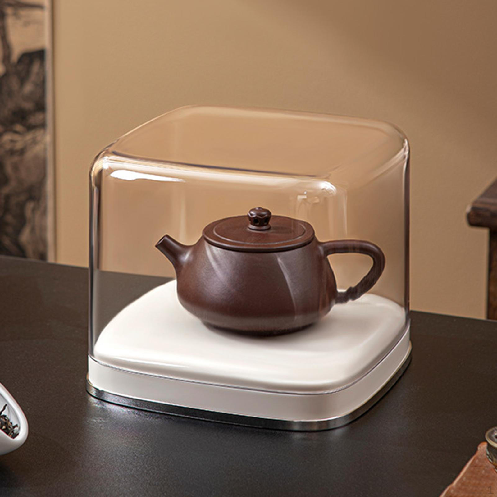 

Прозрачный ящик для хранения чайника, чехол для кофейной чашки, пылезащитный многофункциональный органайзер для чайной посуды, чайный сервиз белый