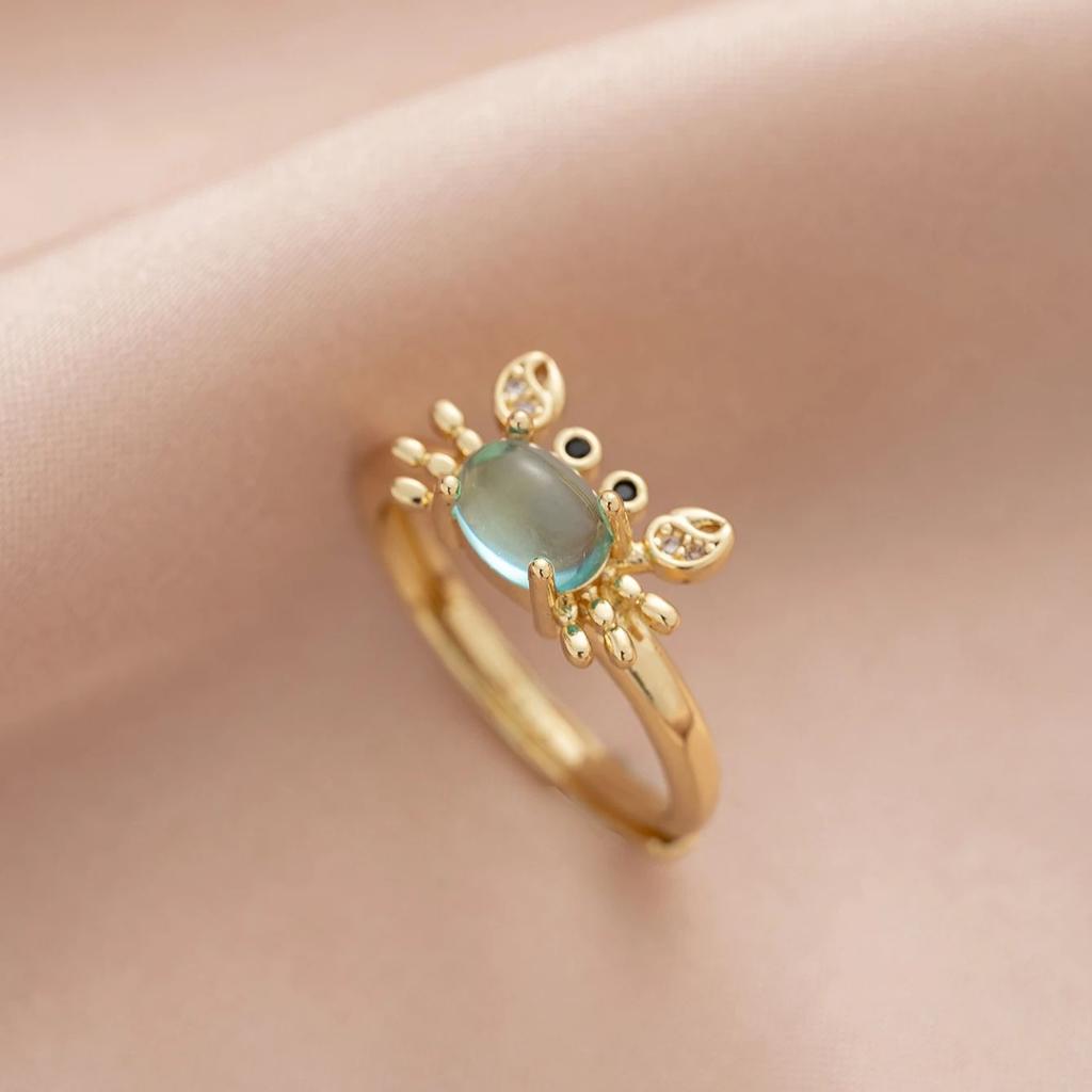 Exquisite Mini Cute Crab Adjustable Personalized Ring Women's Party Holiday Gift Jewelry Accessories