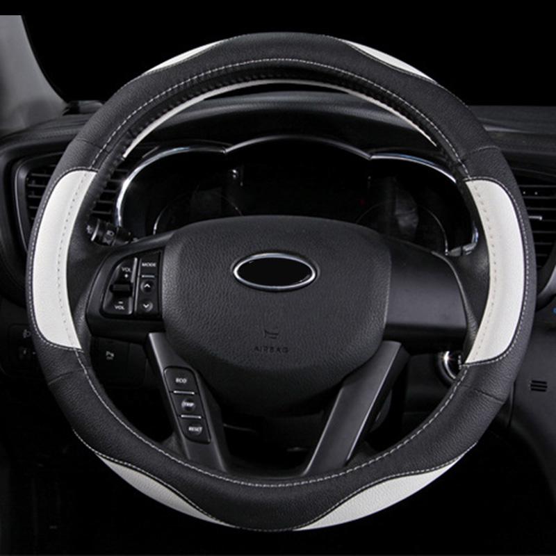 DERMAY Universal 38cm PU Leather Car Steering Wheel Cover for Ford Focus 2 3 BMW E46 E39 Volkswagen Toyota Chevrolet Cruze Opel