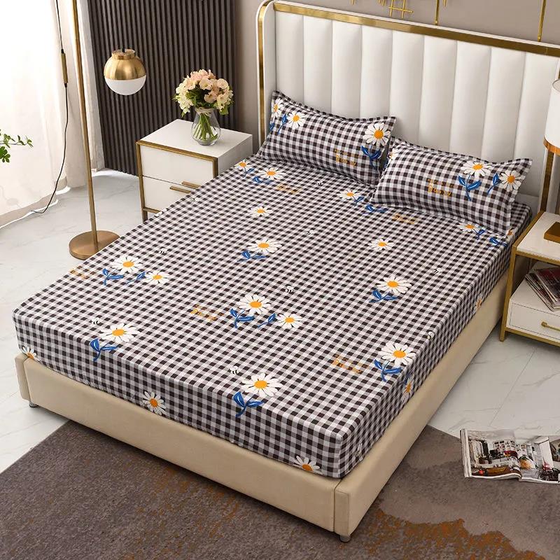 Bed Sheet Anti-slip Fixed Bed Cover Three-piece 1.8 M 2 Meter Bed Protective Cover Dust Protection Package Printing Light Luxury