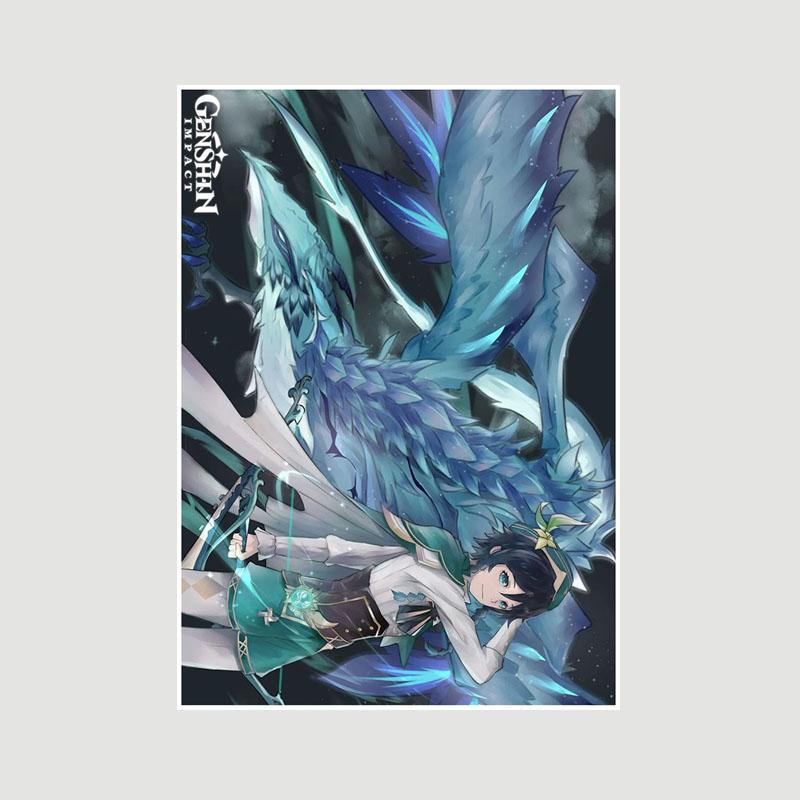 Genshin Impact Series Posters White Paper Anime Girl Poster Mural Home Decor Study Bedroom Bar Cafe Decoration Painting Wall Art Prints
