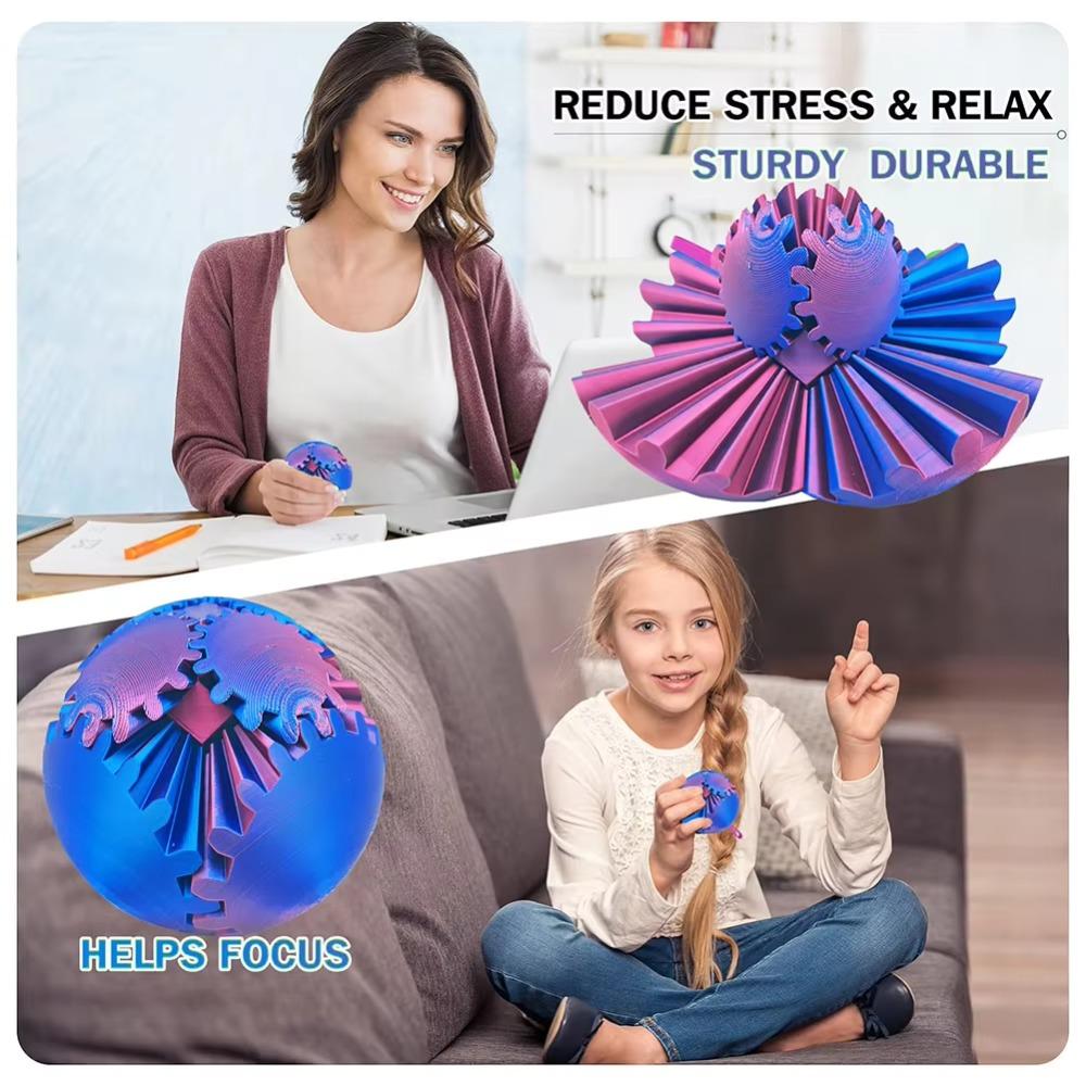Gear Sphere 3D Printed Gear Ball Relaxing Deformation Spin Ball 3D Gear Ball  Children Adults