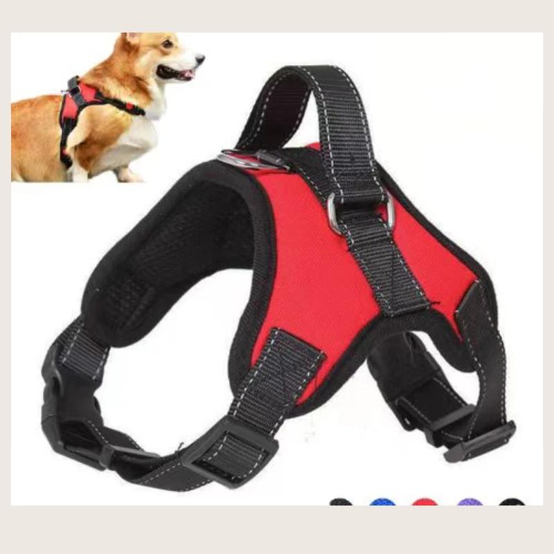 

Pet Leash Medium and Large Dog Explosion-proof Punch Oxford Cloth Bone Chest Back Dog Leash Adjustable Strong Handle Chest L красный