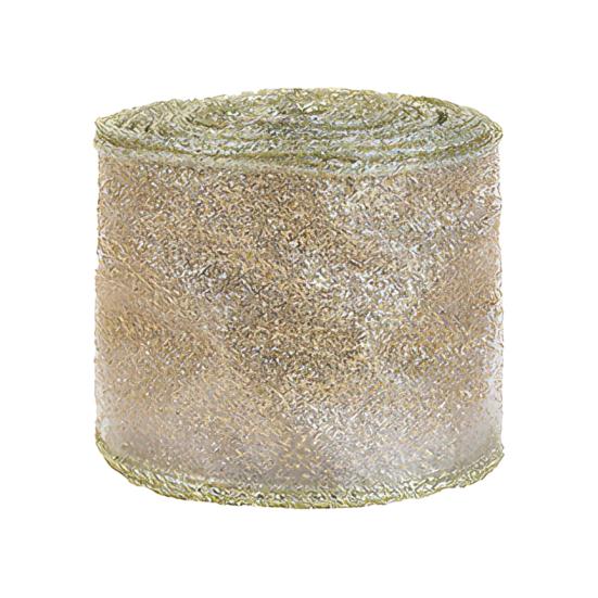 Transluzentes Polyesterband für Schleifen 2,5" x 2,2 Yards Gold Durchsichtig Weihnachtsbaumdekoration und Geschenkverpackung Verpackung, Netzstoff DIY Bastelarbeiten Floral