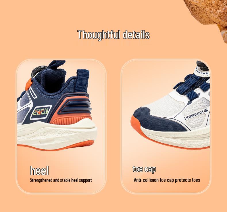 Hapi Bear Boys' Breathable Double Mesh Lightweight Sports Shoes for Spring and Autumn