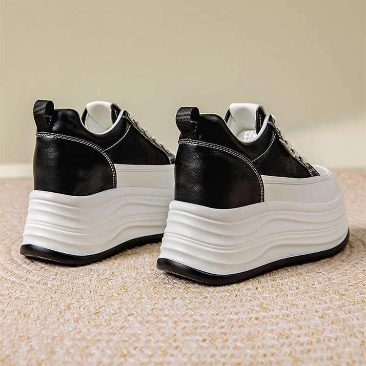 Microfiber White Platform Sneakers Women Wedge Heel Sneakers Shoes Comfy Casual Shoes