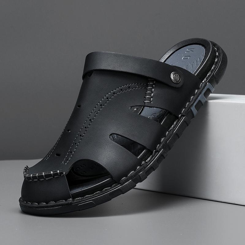 Mens Summer Slippers Casual Shoes Beach Sandals Outdoor Slides Leather Walking Comfort Luxury Designer Lightweight Fashion