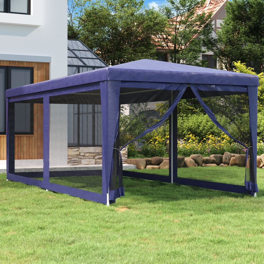 Vidaxl Namiot Imprezowy Z 6 Ścianami Z Siatki, Niebieski, 3X6 M, Hdpe