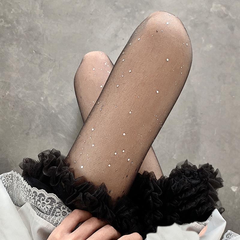 

Brilliant Galaxy Glitter Sequin Stockings Summer Ultra-Thin Slimming Bling Star Dots Beautiful Leg Base Tights One size fits all