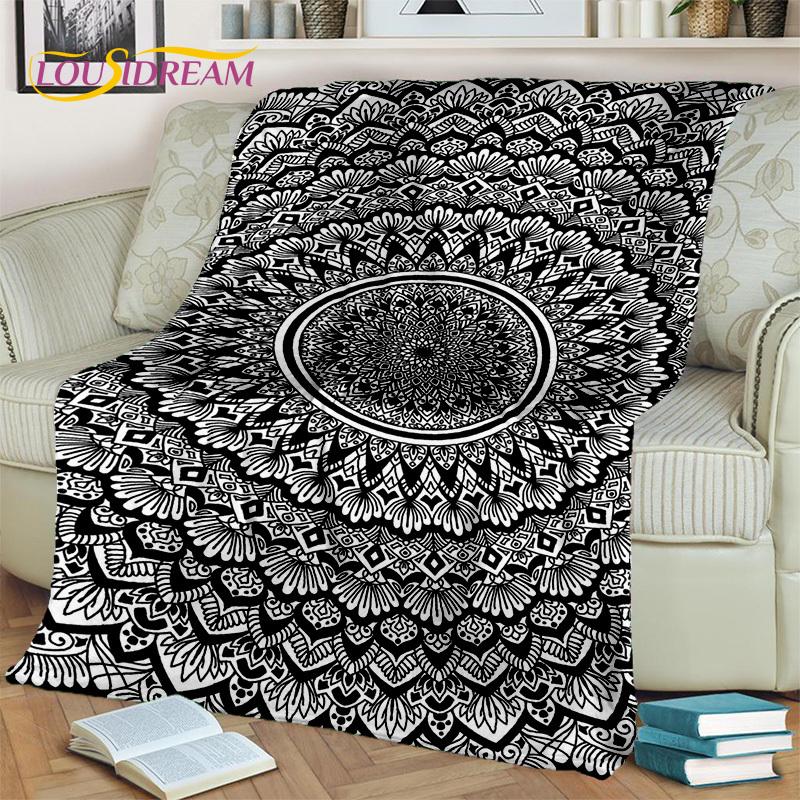 3D Mandala Bohemia Geometric Flower Blanket,Soft Throw Blanket for Home Bedroom Bed Sofa Picnic Office Hiking Leisure Nap Cover