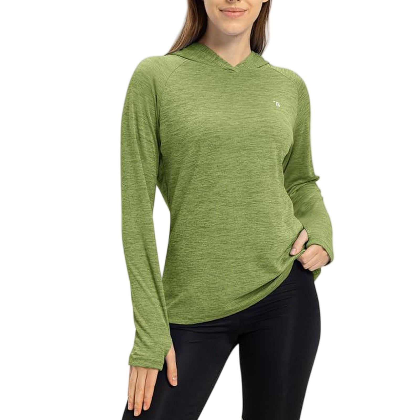 Women s Comfortable Casual Hooded Long-Sleeved UV-Protective Top L армия зеленый