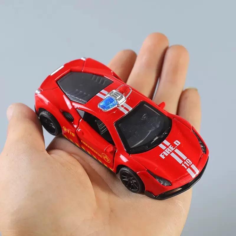 1:43 High-end Police Car Alloy Car Model Children's Car Toy Can Open the Door Pull Back Ornaments Collection Mini Car