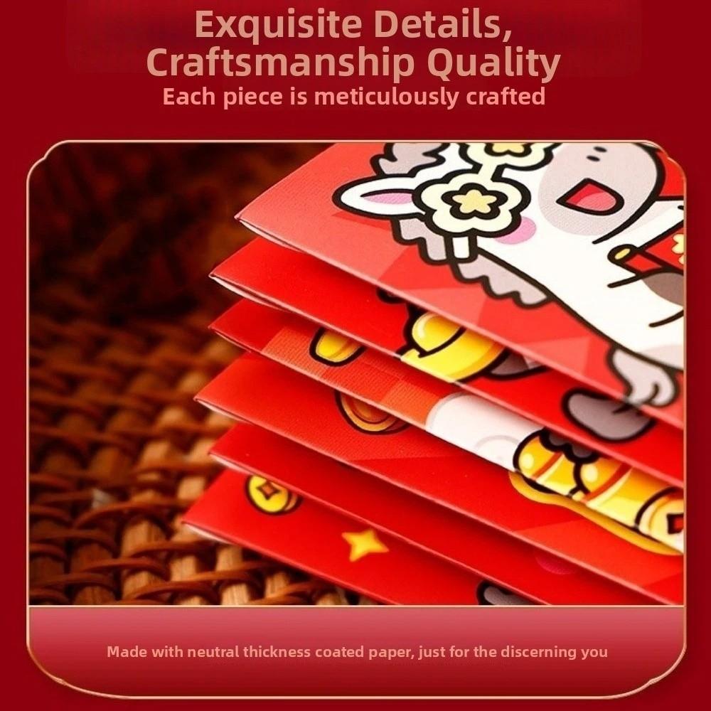 6pcs/set Horse Zodiac Red Envelopes Color Printing Cartoon Spring Festival Red Packets Traditional Blessing Luck Money Bag