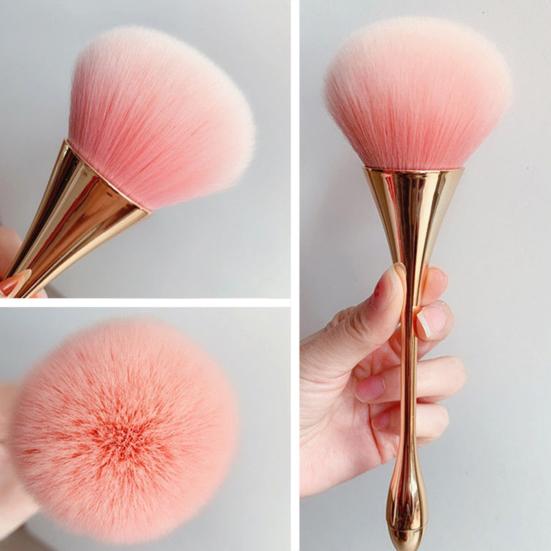 Makeup Brush with Long Handle Soft Synthetic Bristles Cosmetic Brush Blush Loose Powder Foundation Blending Kabuki Nail Dust Brush