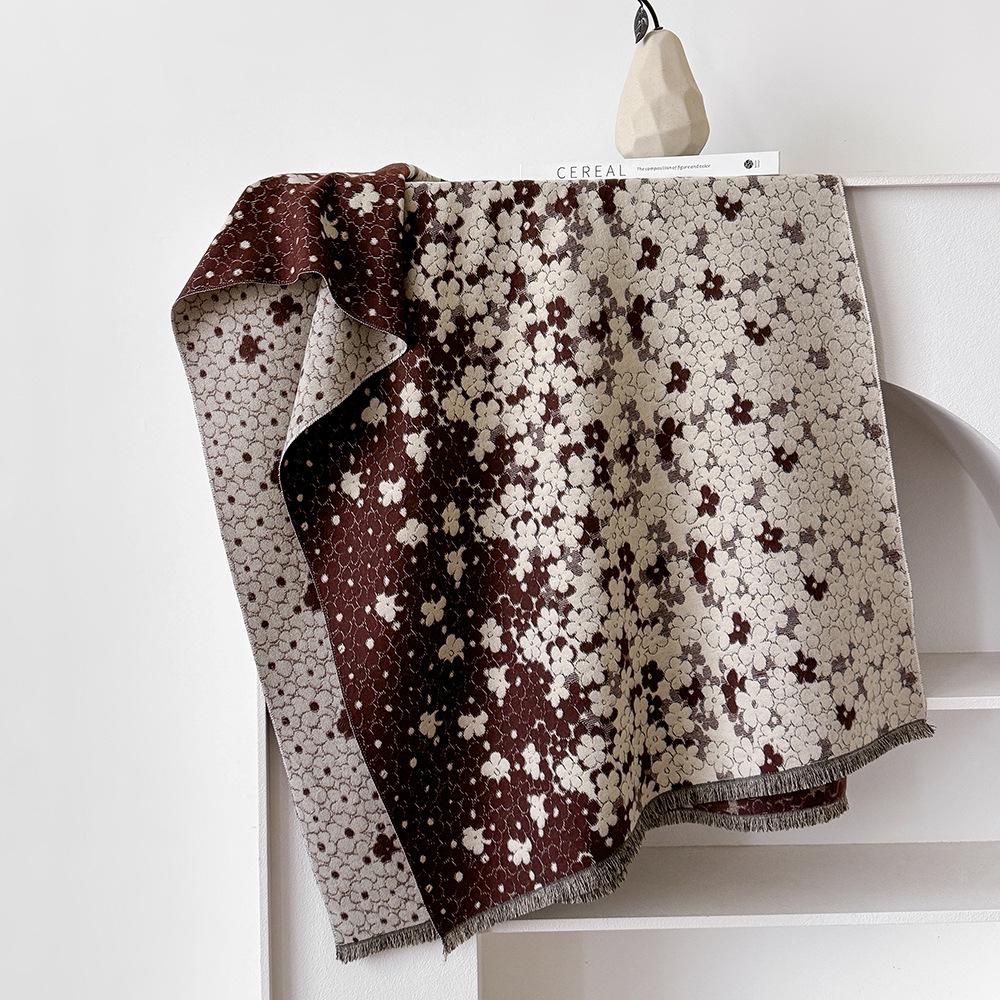 Luxury Butterfly Print Faux Cashmere Scarf: Warm, Stylish Color-Block Shawl for Women, Perfect Winter Neck Warmer