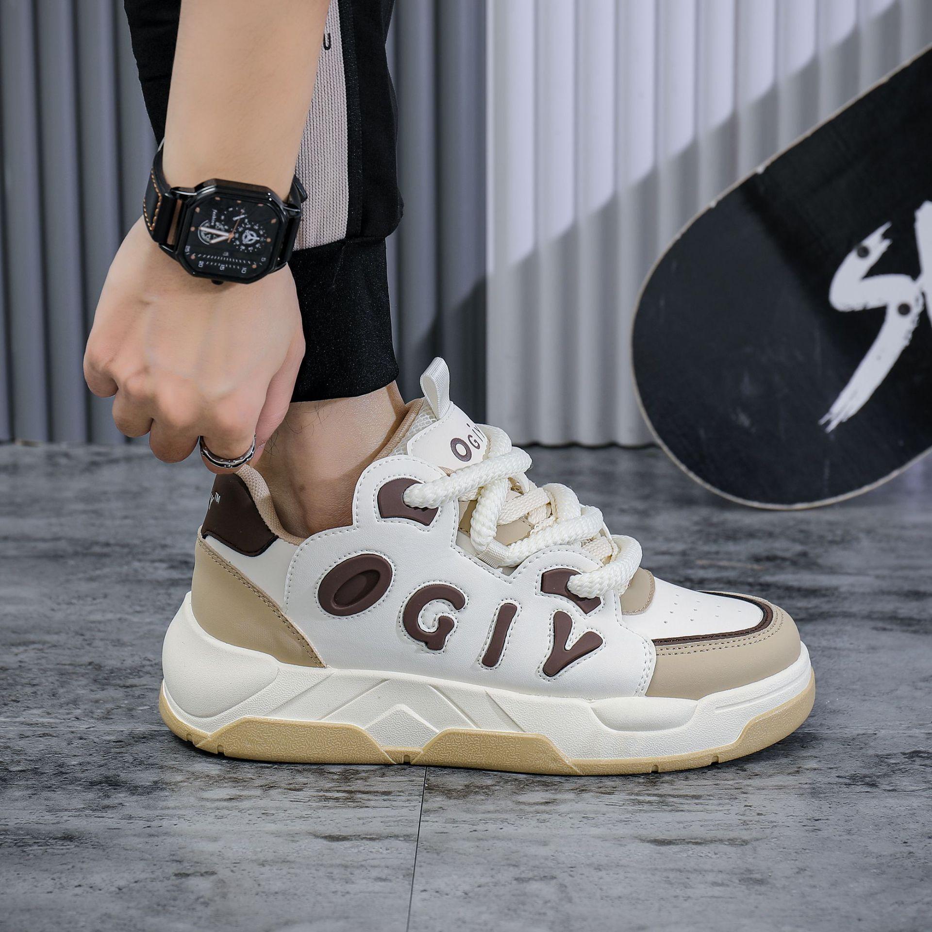 

New men s shoes new casual versatile sports casual board shoes trendy shoes C355 45 бежевый