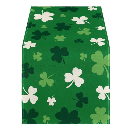 

Дорожка для стола на день Св.. Украшение ко Дню Патрика Печать на клевере Простая в уходе Нескользящая Машинная стирка Для отелей, ресторанов, свадеб, банкетов Украшение столов L D