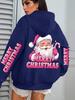 Women's Pink Santa Claus Christmas Hoodie with Pockets - Autumn/Winter
