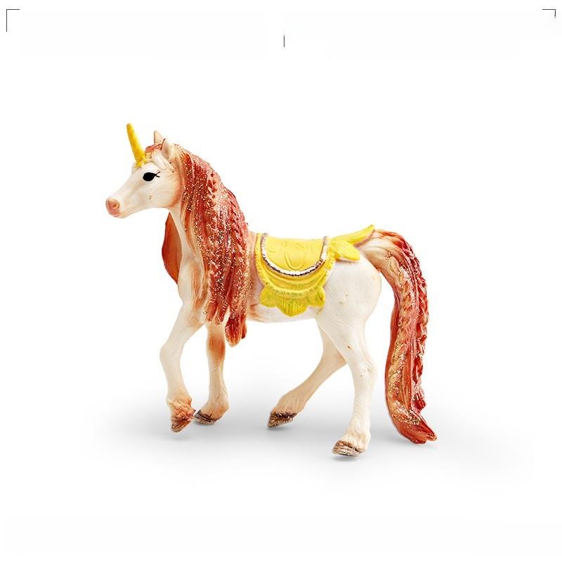 

White Unicorn Pvc Animal Model For Childrens Learning And Collecting Orange Gold Dot Unicorn