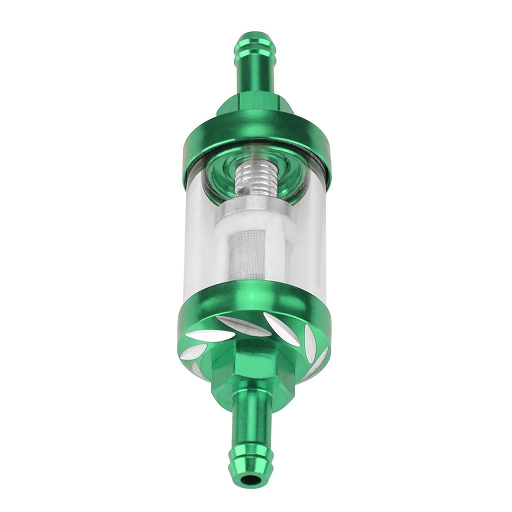 Metal Glass Inline Gas Oil Fuel Filter 8mm Thread Replacement for Motorcycle (Red)
