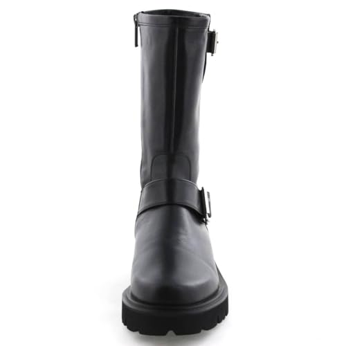 HIMIKO Engineer Boots, 651405, Black, Size 225, Genuine Leather with Soft Cushion Track Sole and Thick Sole