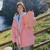 Pink fake two-piece hooded down cotton-padded clothes for women's winter new design student cotton-padded clothes and bread clothes