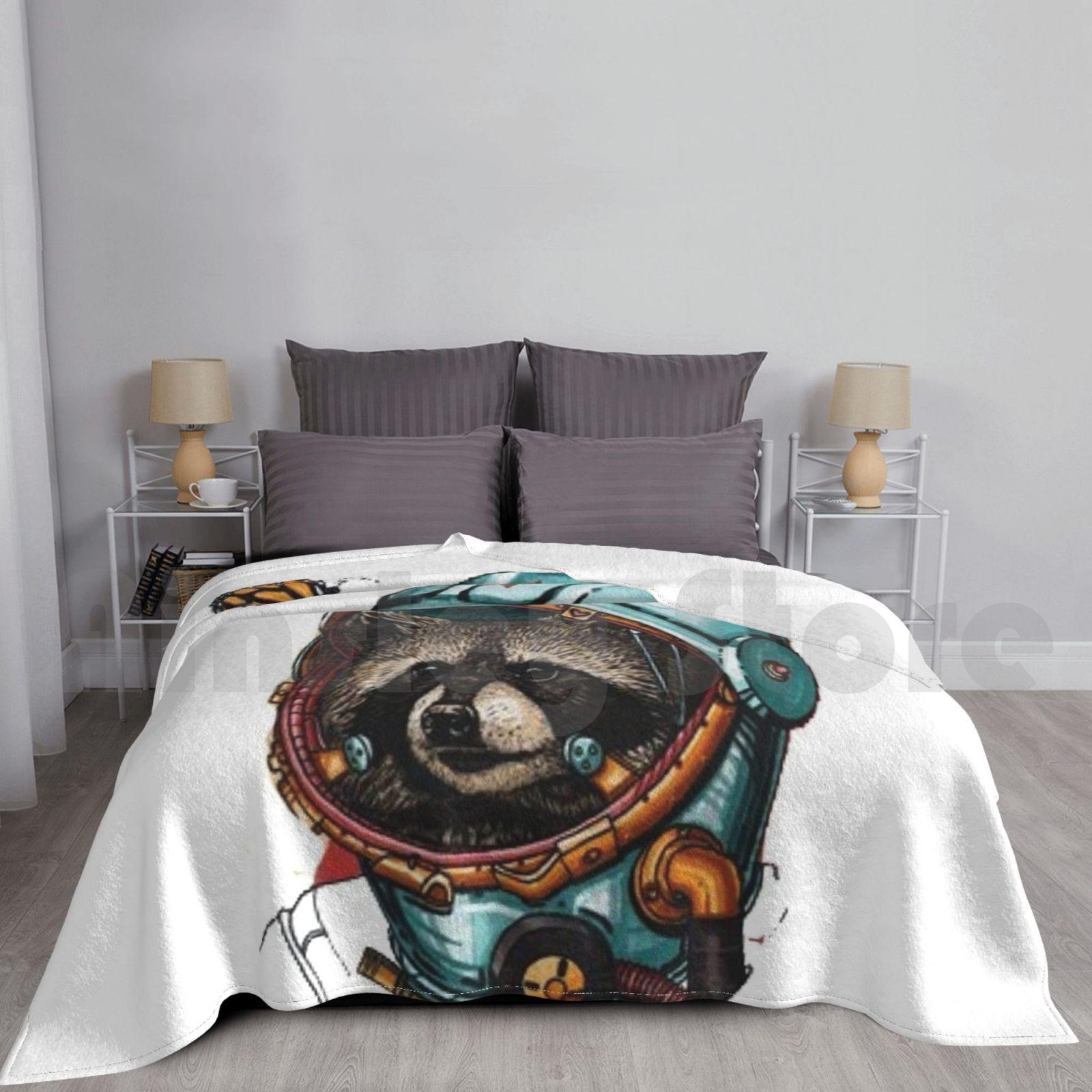 Trash Panda Raccoon Space Art Blanket Fashion Custom Trash Panda Racoon Raccoons Possum Opossum Tanuki Garbage Size: 75*100cm, Weight: 230 GSM
