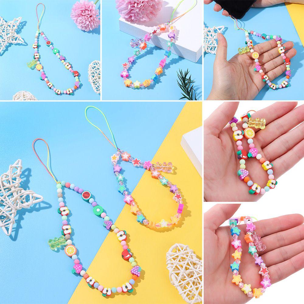

Universal Anti-lost Creative Short Lanyard Acrylic Colorful Soft Pottery Phone Chain