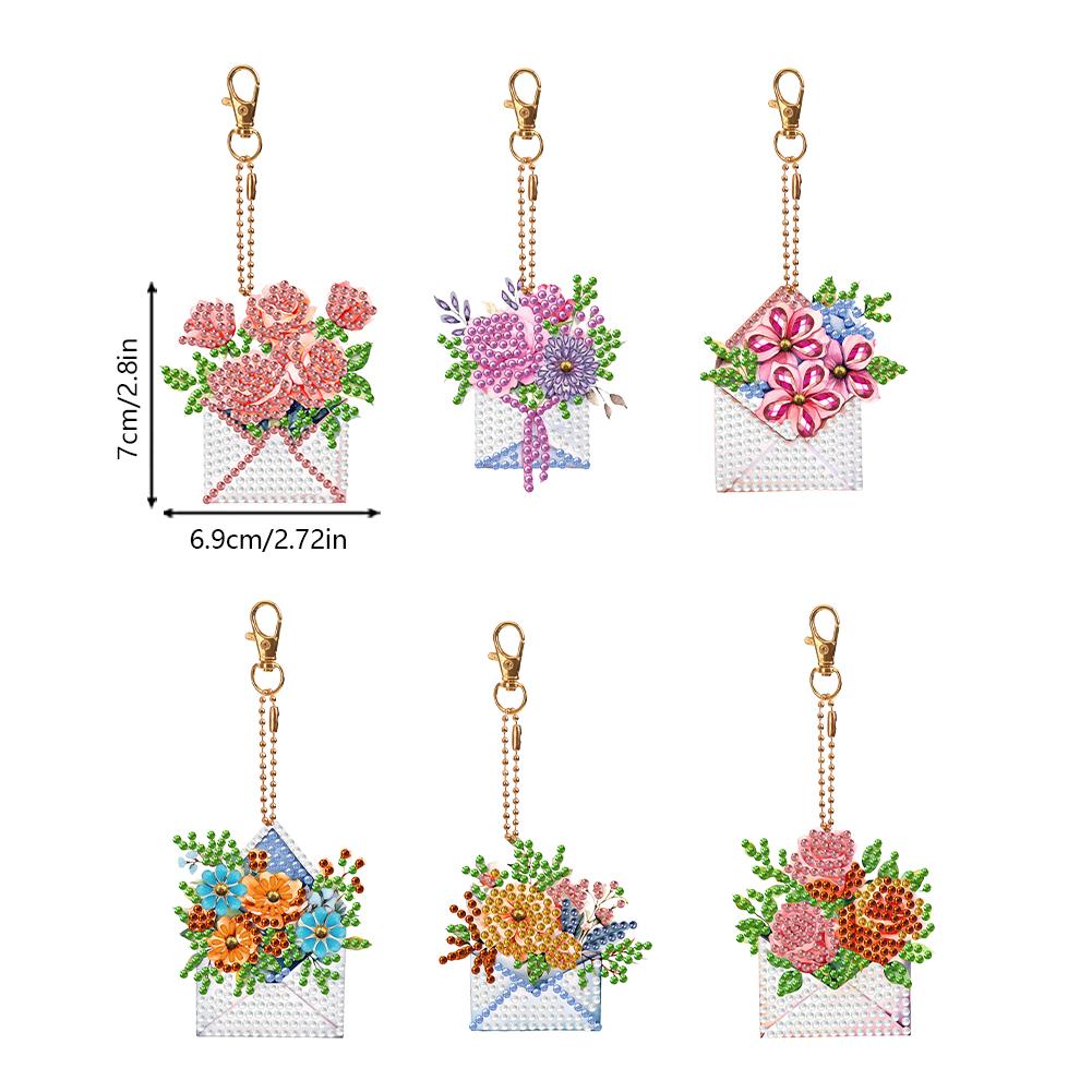 8/6PCS Diamond Painting Keyring Double Sided Rhinestone Painting Keychain Pendant Mandala for Adult Kid Handbag Pendant Decor