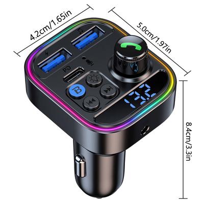 FM Transmitter Wireless Handsfree Car Kit Phone Charger Type C PD 30W Dual USB Fast Charging Car Charger AUX Audio MP3 Player