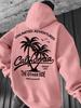 Vacation Style Hip Hop Sweatshirt For Men, California Seaside Scenery Letter Slogan Back Design, Soft Skin Friendly Daily Sports Hoodie
