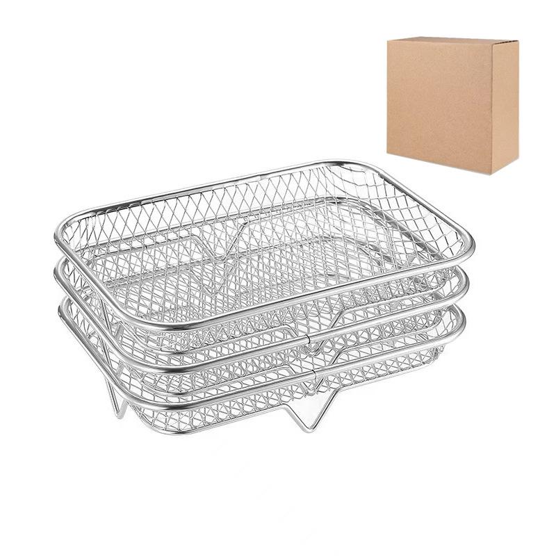 Edelstahl Drei-Schichten Heißluftfritteuse Dörrgerät Rack