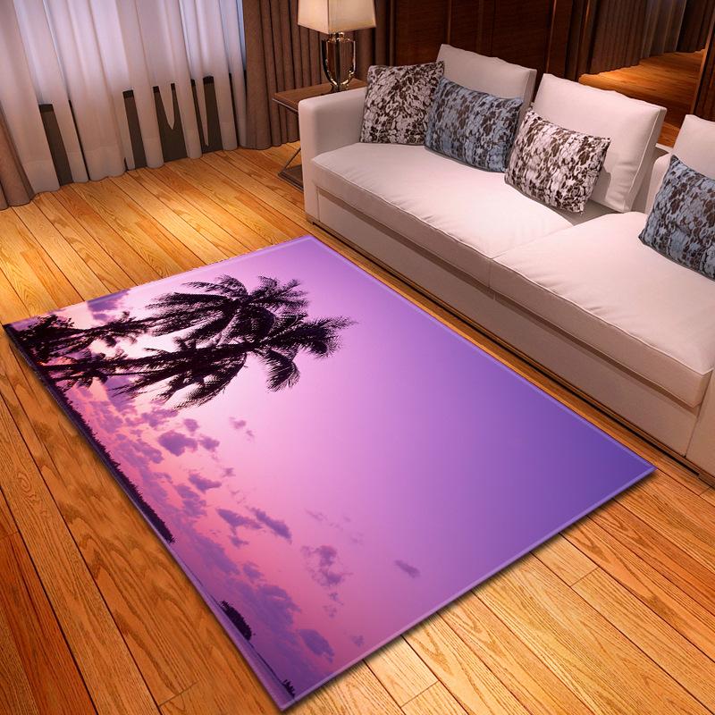 Beach Concept Landscape Living Room Carpet Bedroom Dining Room Floor Mat Pattern Size