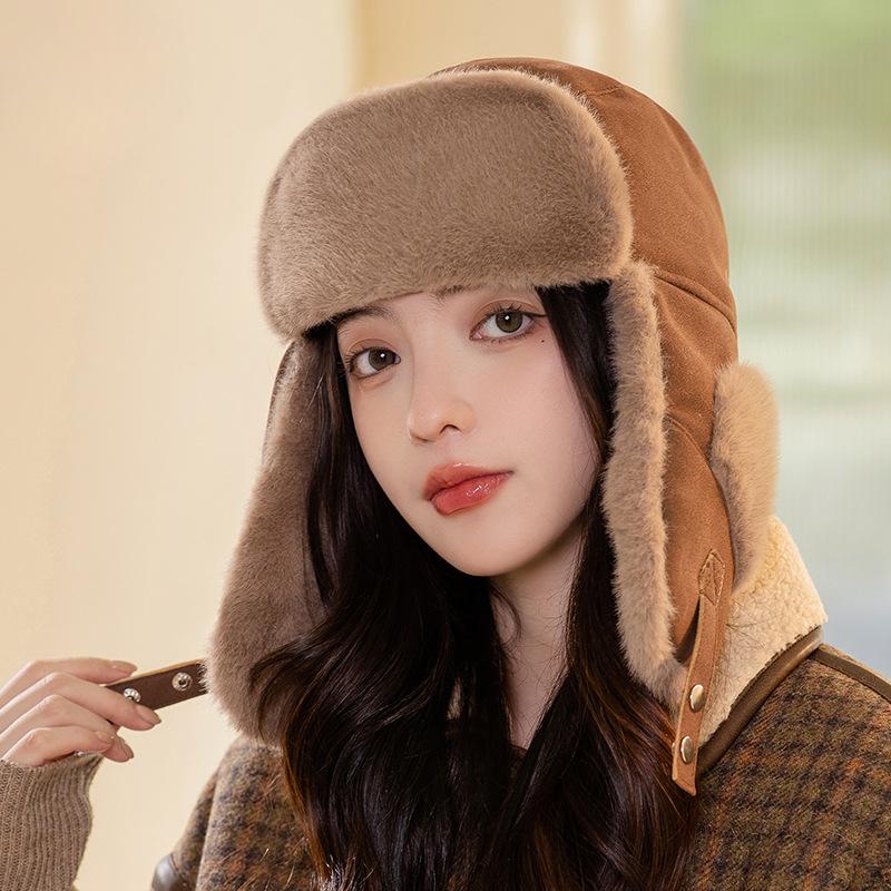 Unisex Sports Balaclava Hat with Ear Warmer - Furry Thermal Trapper Hat with Elasticity for Winter Outdoor Activities