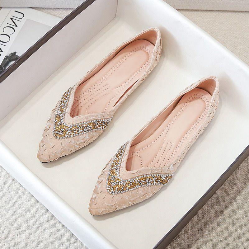 

Fashion Women s Flat Shoes Pointed Toe Slip-on Office Ladies Footwear Diamond Trends 2025 New Arrival Stylish Korean Aesthetic Offer In 35
